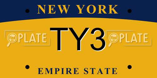TY3 New York License Plate