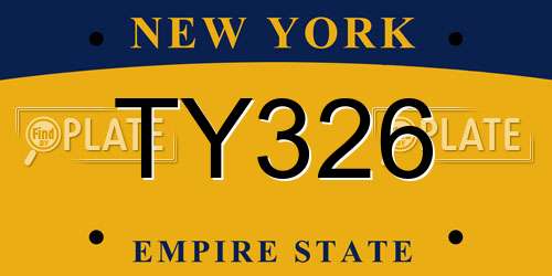 TY326 New York License Plate