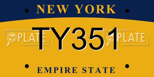 TY351 New York License Plate