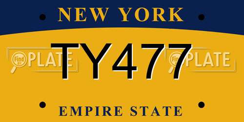 TY477 New York License Plate