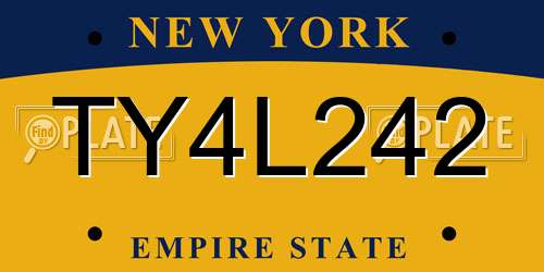 TY4L242 New York License Plate