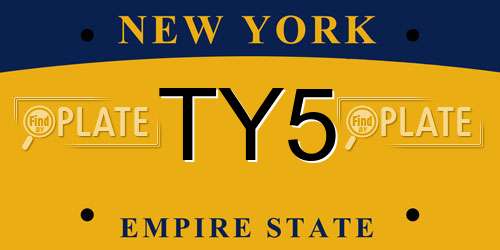 TY5 New York License Plate