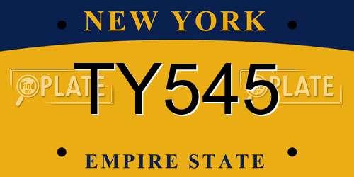 TY545 New York License Plate