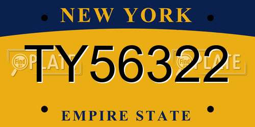 TY56322 New York License Plate
