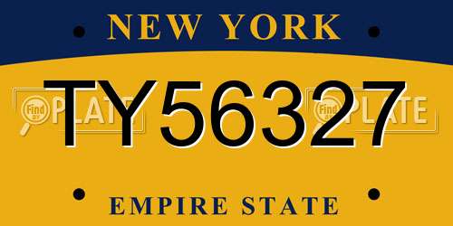TY56327 New York License Plate