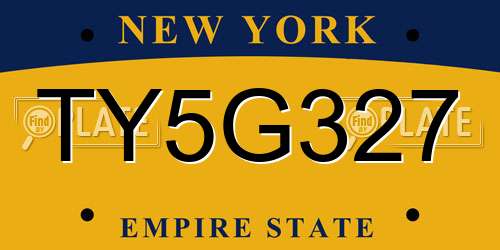 TY5G327 New York License Plate