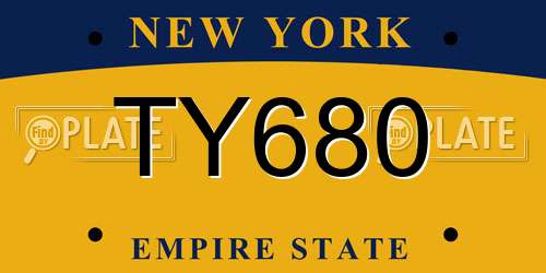 TY680 New York License Plate