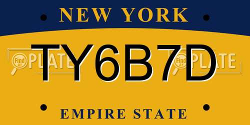 TY6B7D New York License Plate