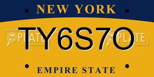 TY6S7O New York License Plate