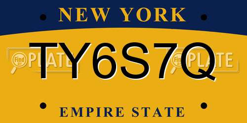 TY6S7Q New York License Plate