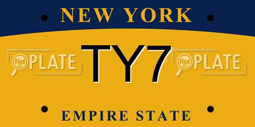 TY7 New York License Plate
