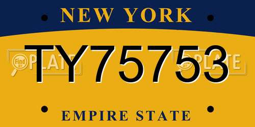 TY75753 New York License Plate