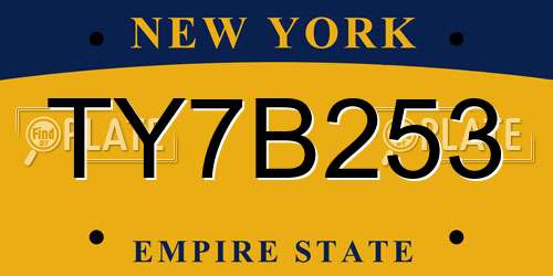 TY7B253 New York License Plate