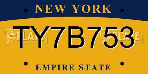 TY7B753 New York License Plate