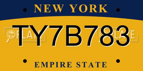 TY7B783 New York License Plate
