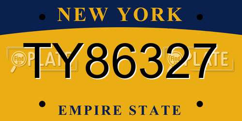 TY86327 New York License Plate