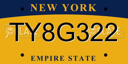 TY8G322 New York License Plate