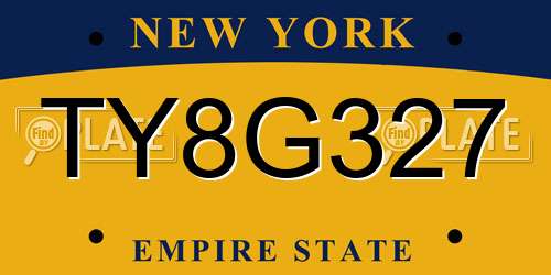 TY8G327 New York License Plate