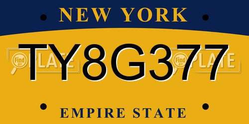 TY8G377 New York License Plate