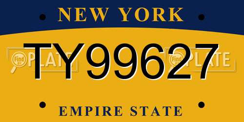 TY99627 New York License Plate