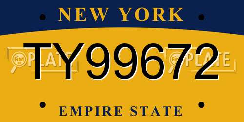 TY99672 New York License Plate