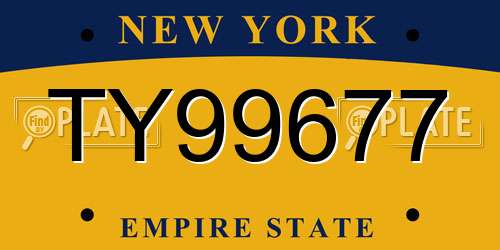 TY99677 New York License Plate