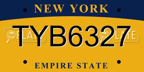 TYB6327 New York License Plate
