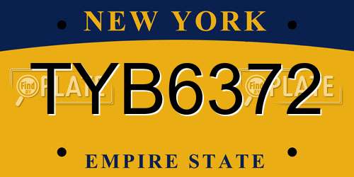 TYB6372 New York License Plate