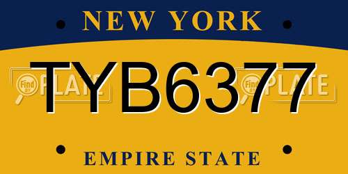 TYB6377 New York License Plate