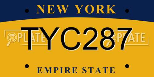 TYC287 New York License Plate