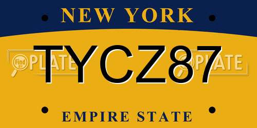 TYCZ87 New York License Plate