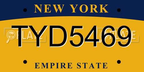 TYD5469 New York License Plate