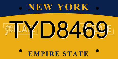TYD8469 New York License Plate