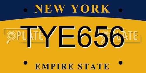 TYE656 New York License Plate