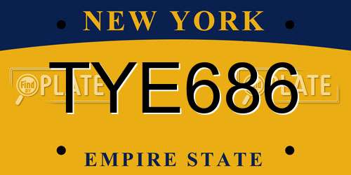 TYE686 New York License Plate