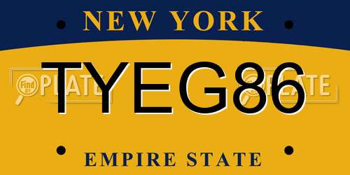 TYEG86 New York License Plate