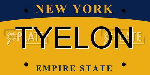 TYELON New York License Plate
