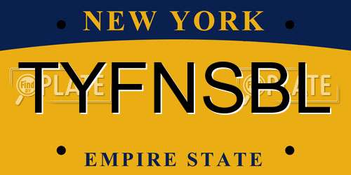 TYFNSBL New York License Plate