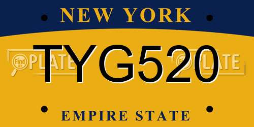 TYG520 New York License Plate