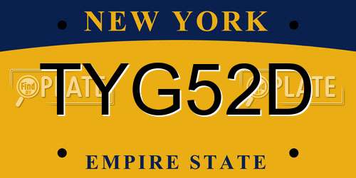 TYG52D New York License Plate