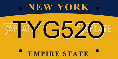 TYG52O New York License Plate