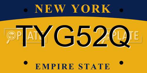 TYG52Q New York License Plate