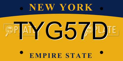 TYG57D New York License Plate