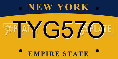 TYG57O New York License Plate