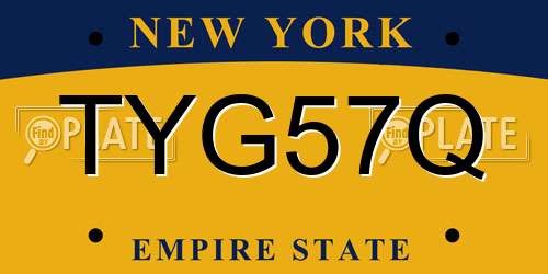 TYG57Q New York License Plate