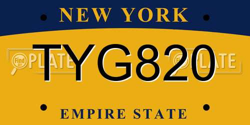 TYG820 New York License Plate