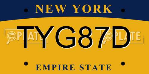 TYG87D New York License Plate
