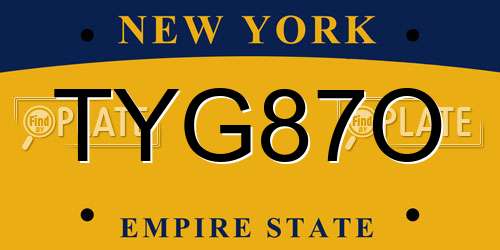 TYG87O New York License Plate