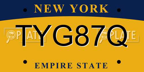TYG87Q New York License Plate