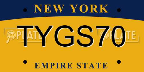 TYGS70 New York License Plate